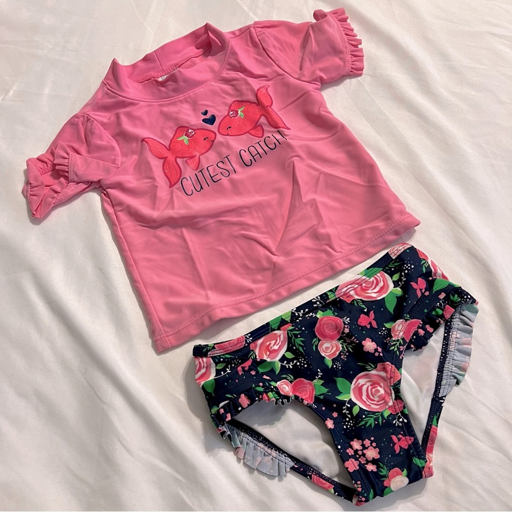 2T 2 Piece Pink Swimsuit